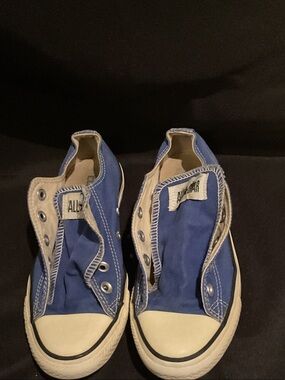 Converse Low-Top Canvas Sneakers in Blue and White
